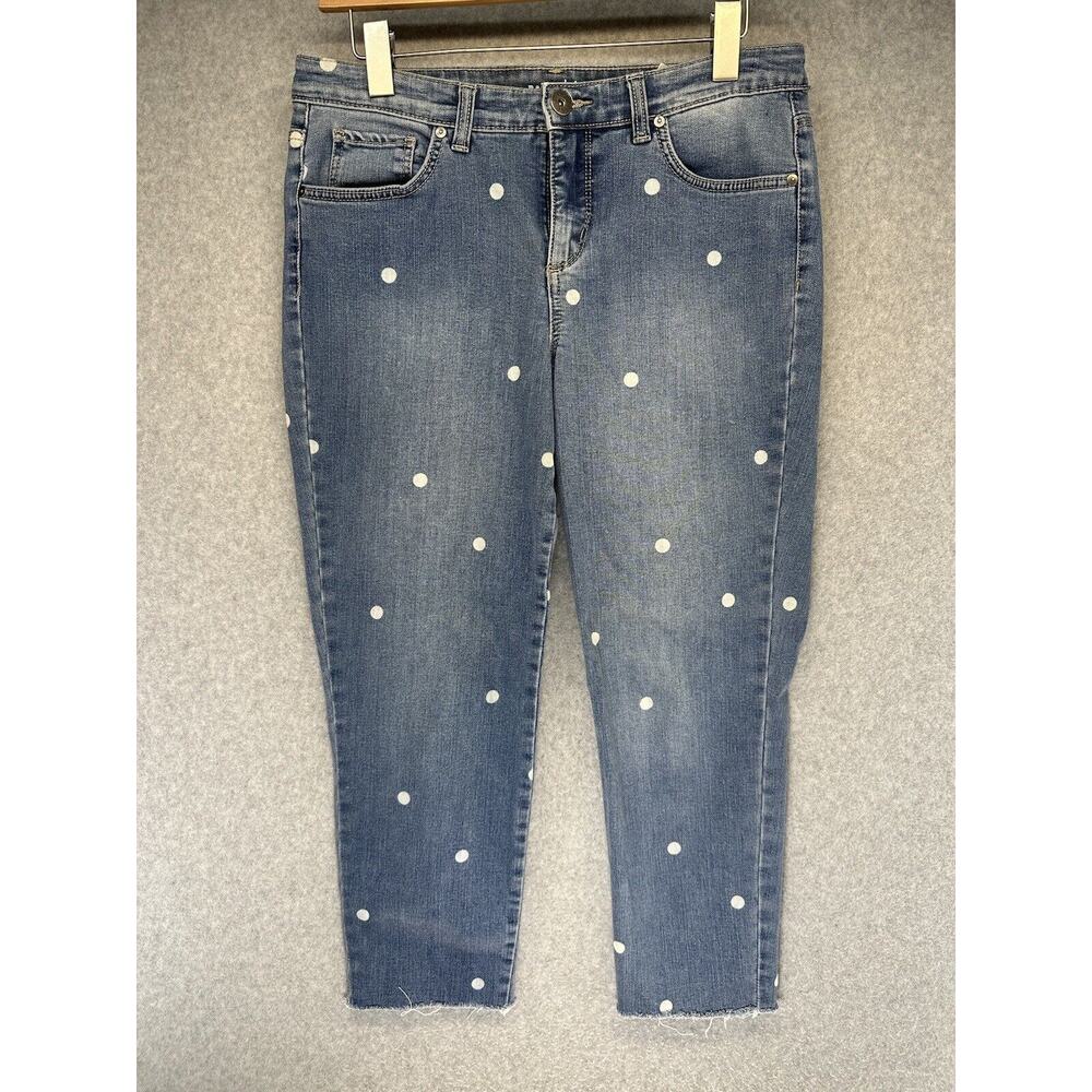 Maison Jules Womens Cropped Polka Dot Jeans Size 8/29 Light Blue Straight Leg
